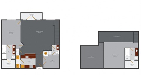 Floor plan for 2 beds, 3 baths, 1506 sqft